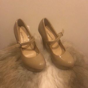 Tan Mary Jane heels